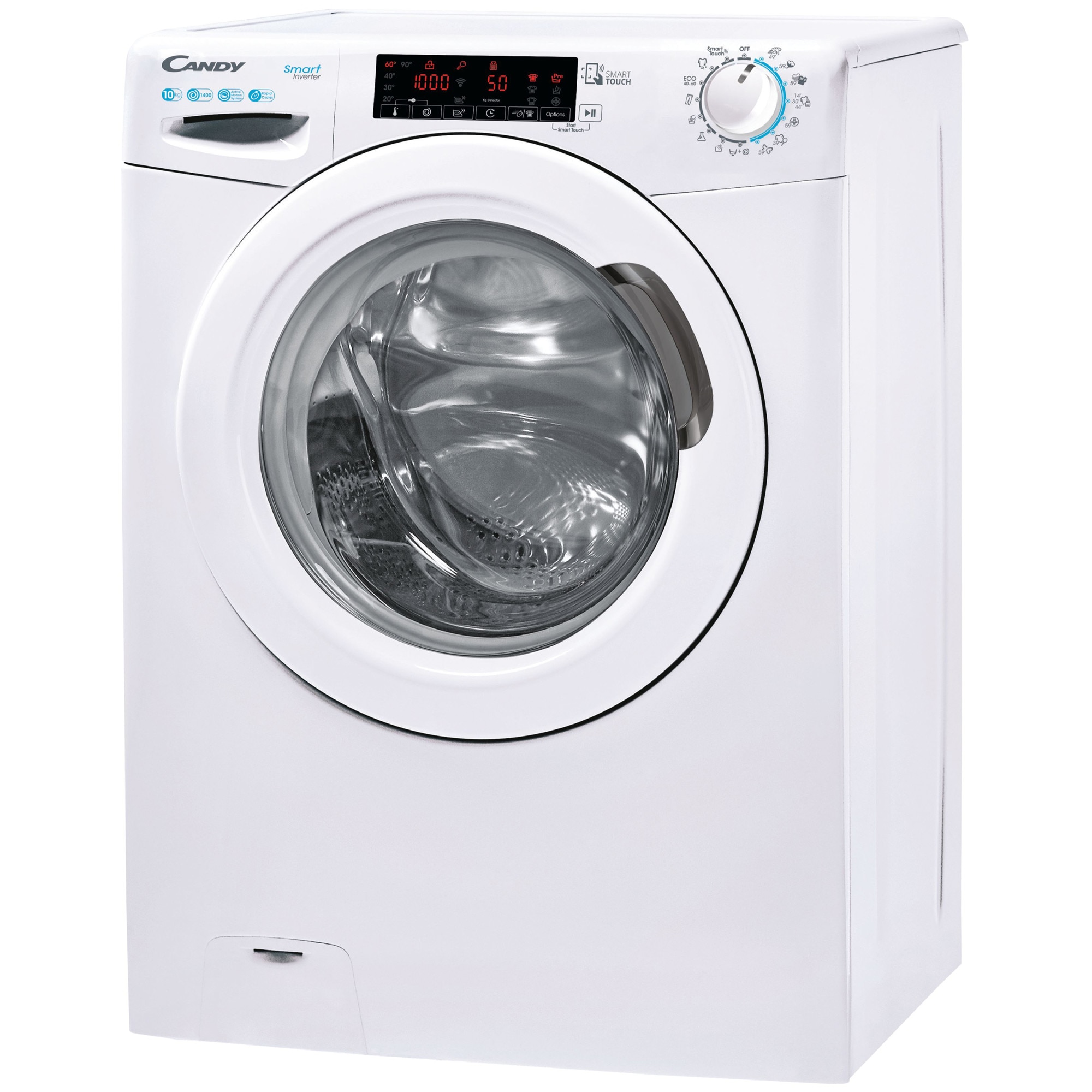 Masina de spalat rufe Candy Smart CS 1410TXME/1-S, 10 kg, 1400 RPM, Clasa A, Motor Inverter, Mix Power Systems, Easy iron, Alb