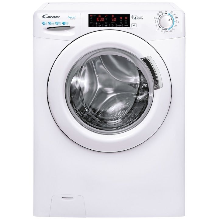 Masina de spalat rufe Candy Smart CS 1410TXME/1-S, 10 kg, 1400 RPM, Clasa A, Motor Inverter, Mix Power Systems, Easy iron, Alb