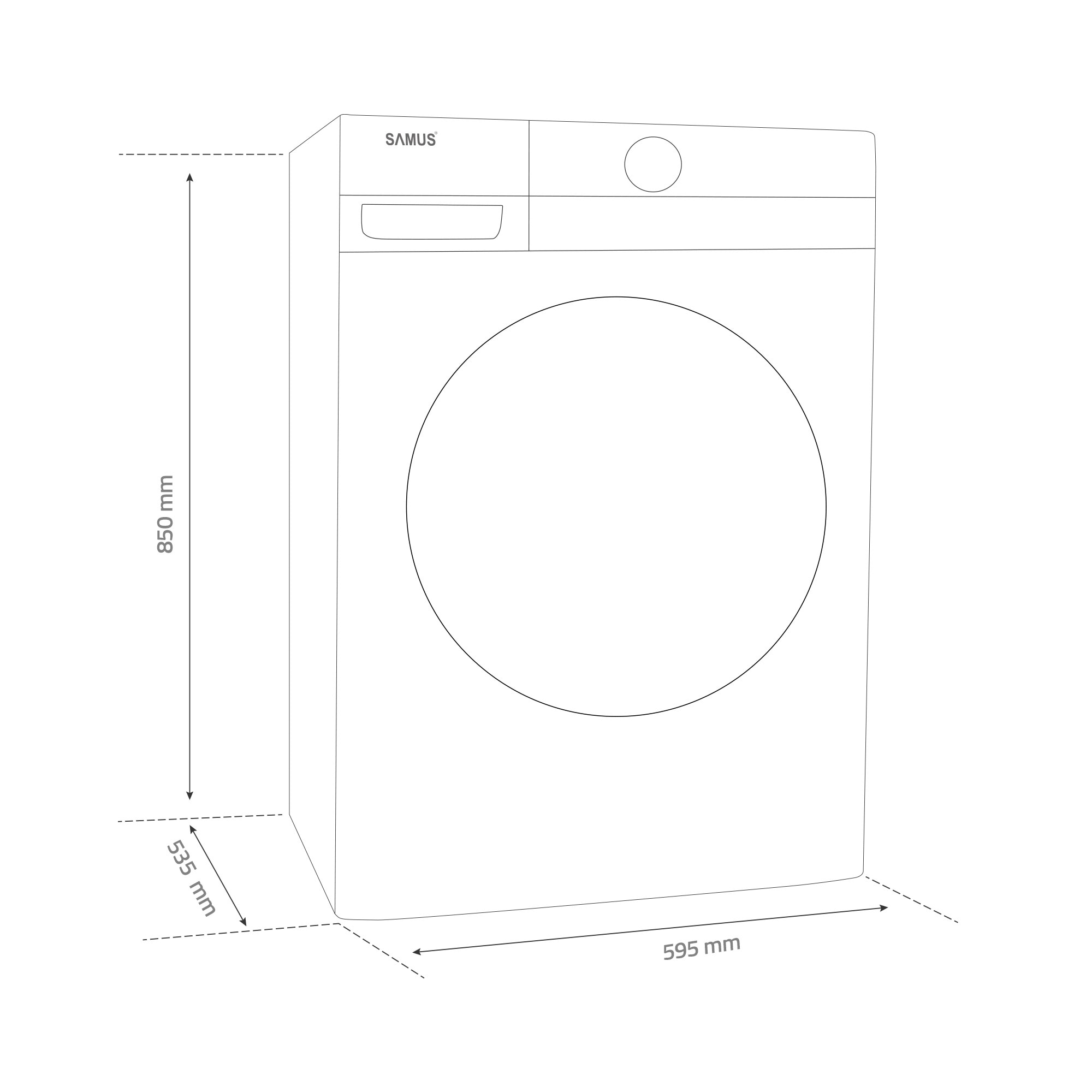 Masina de spalat rufe Samus WSADI-10143, 10 kg, 15 programe, 1400 rotatii, Clasa energetica A, Motor inverter, Afisaj electronic, Alb/Negru