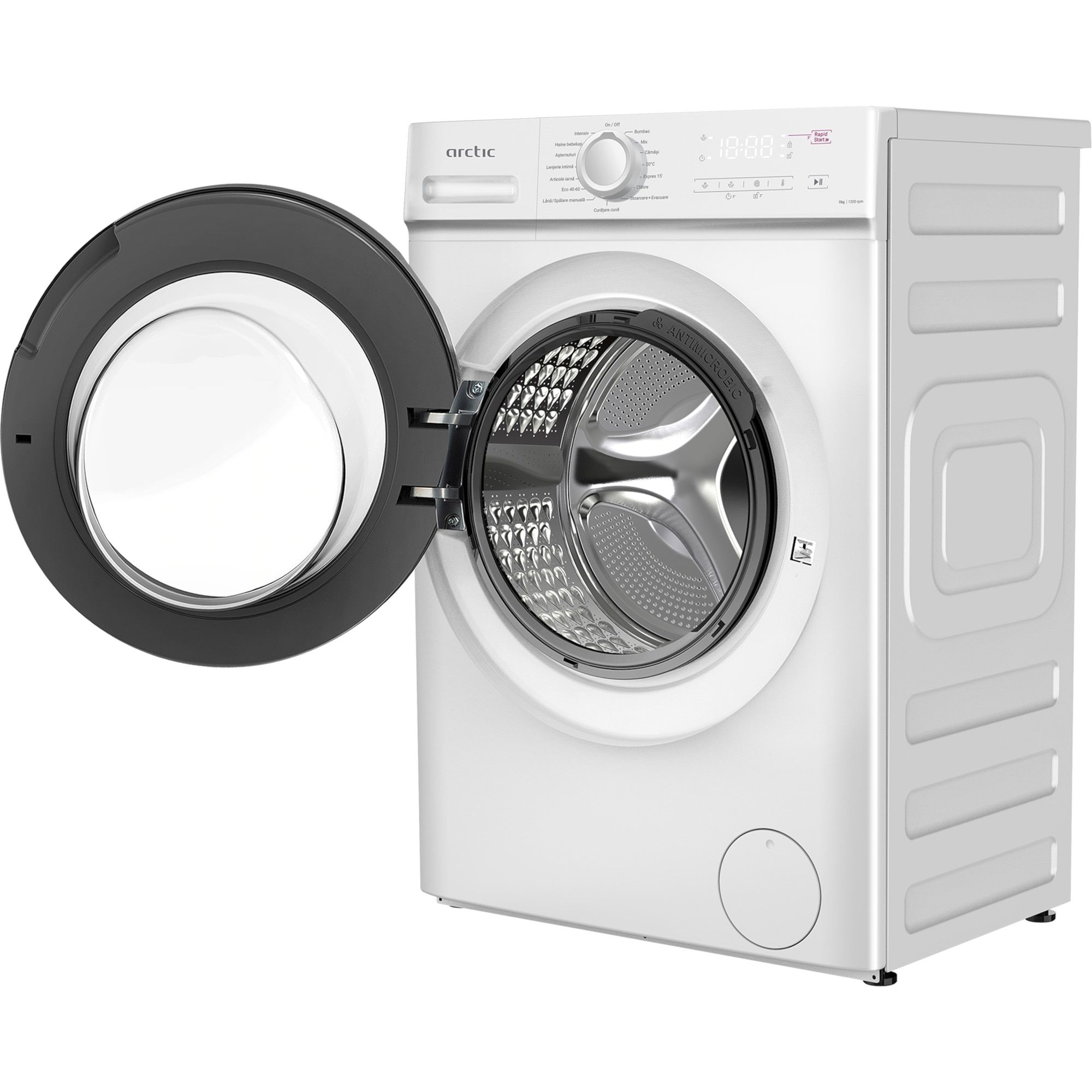Masina de spalat rufe Arctic ARSMA862WRO, 8 kg, 1200 RPM, Clasa A, 15 programe, Digital Display, Child Lock, Alb