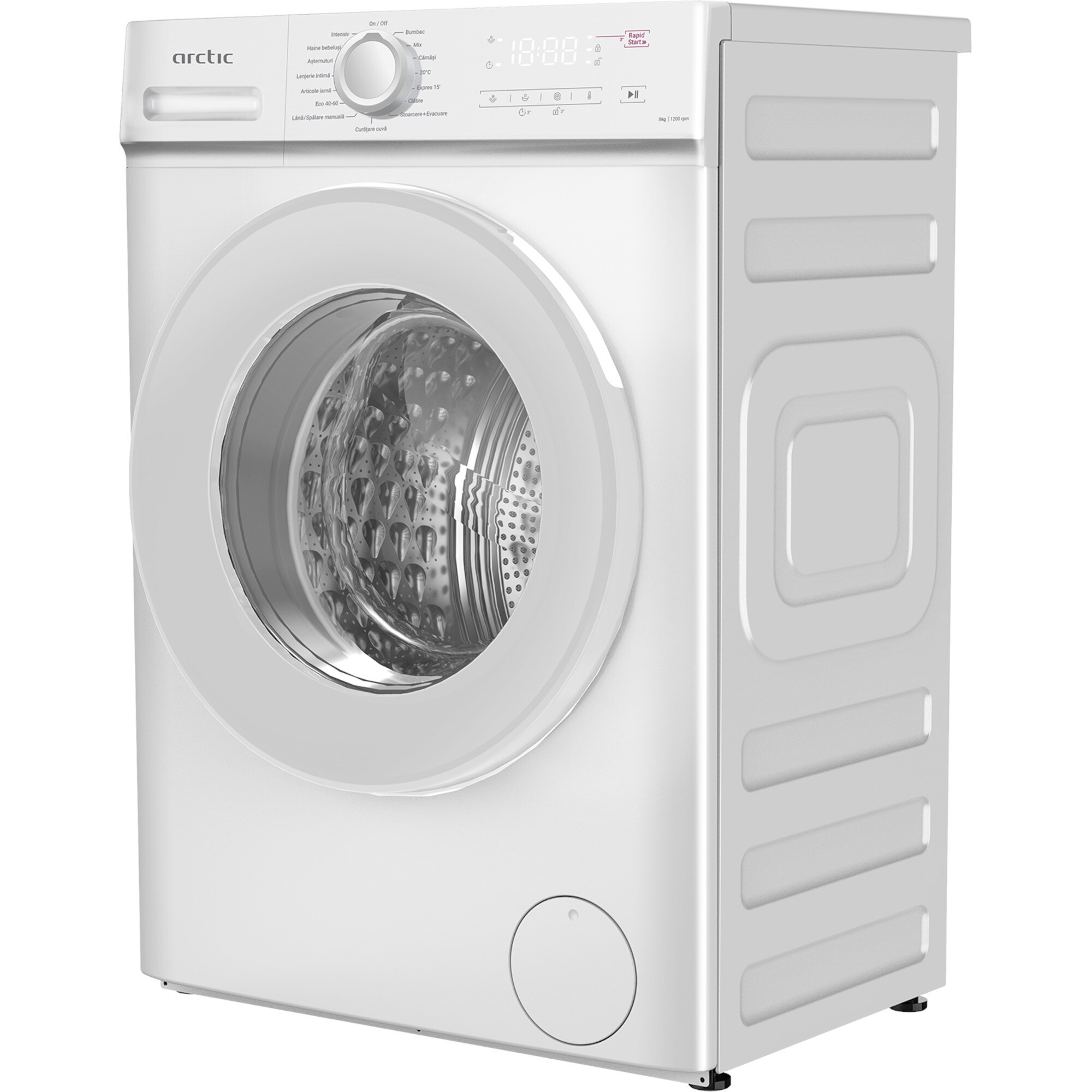 Masina de spalat rufe Arctic ARSMA862WRO, 8 kg, 1200 RPM, Clasa A, 15 programe, Digital Display, Child Lock, Alb