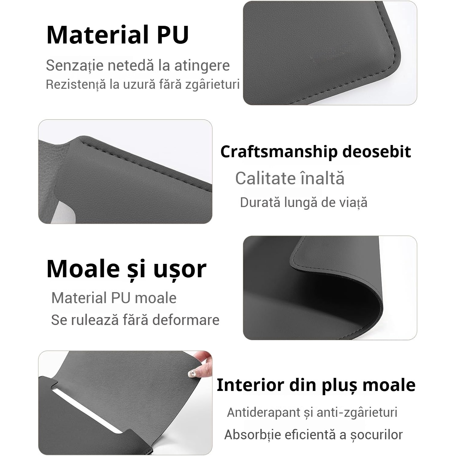 Husa pentru MacBook Pro/Air sau Laptop 13 Sleeve din piele PU premium cu mouse-pad inclus, Fudisenn®, 13.3/14 inchi, Cu geanta de depozitare pentru accesorii, Rezistenta la apa, 345*253mm, Gri inchis