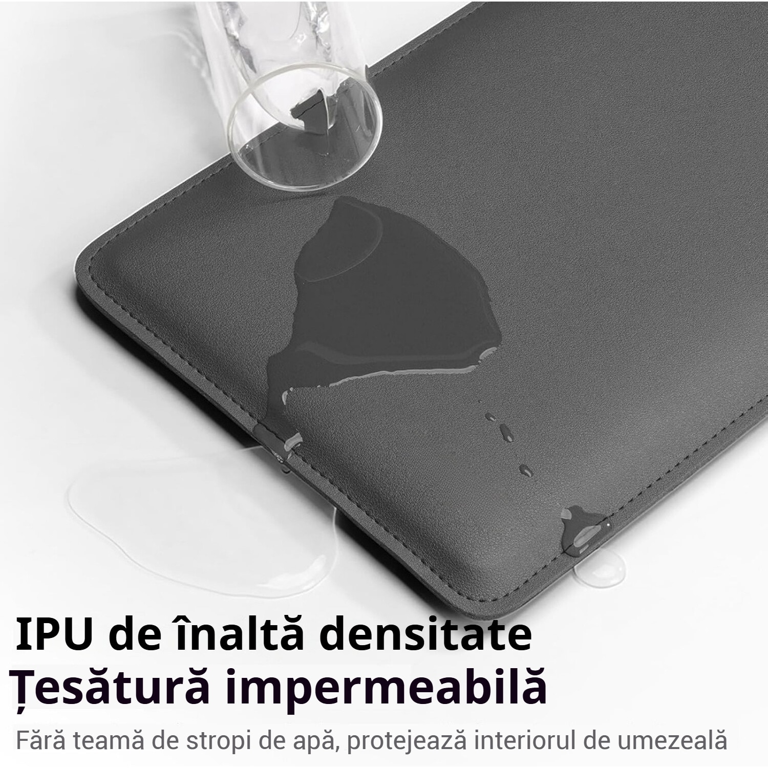 Husa pentru MacBook Pro/Air sau Laptop 13 Sleeve din piele PU premium cu mouse-pad inclus, Fudisenn®, 13.3/14 inchi, Cu geanta de depozitare pentru accesorii, Rezistenta la apa, 345*253mm, Gri inchis