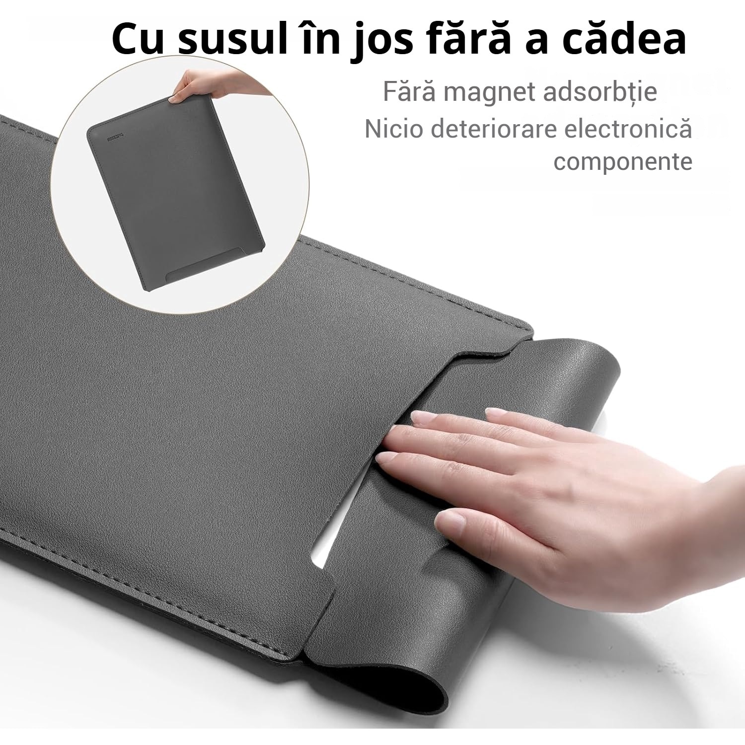 Husa pentru MacBook Pro/Air sau Laptop 13 Sleeve din piele PU premium cu mouse-pad inclus, Fudisenn®, 13.3/14 inchi, Cu geanta de depozitare pentru accesorii, Rezistenta la apa, 345*253mm, Gri inchis