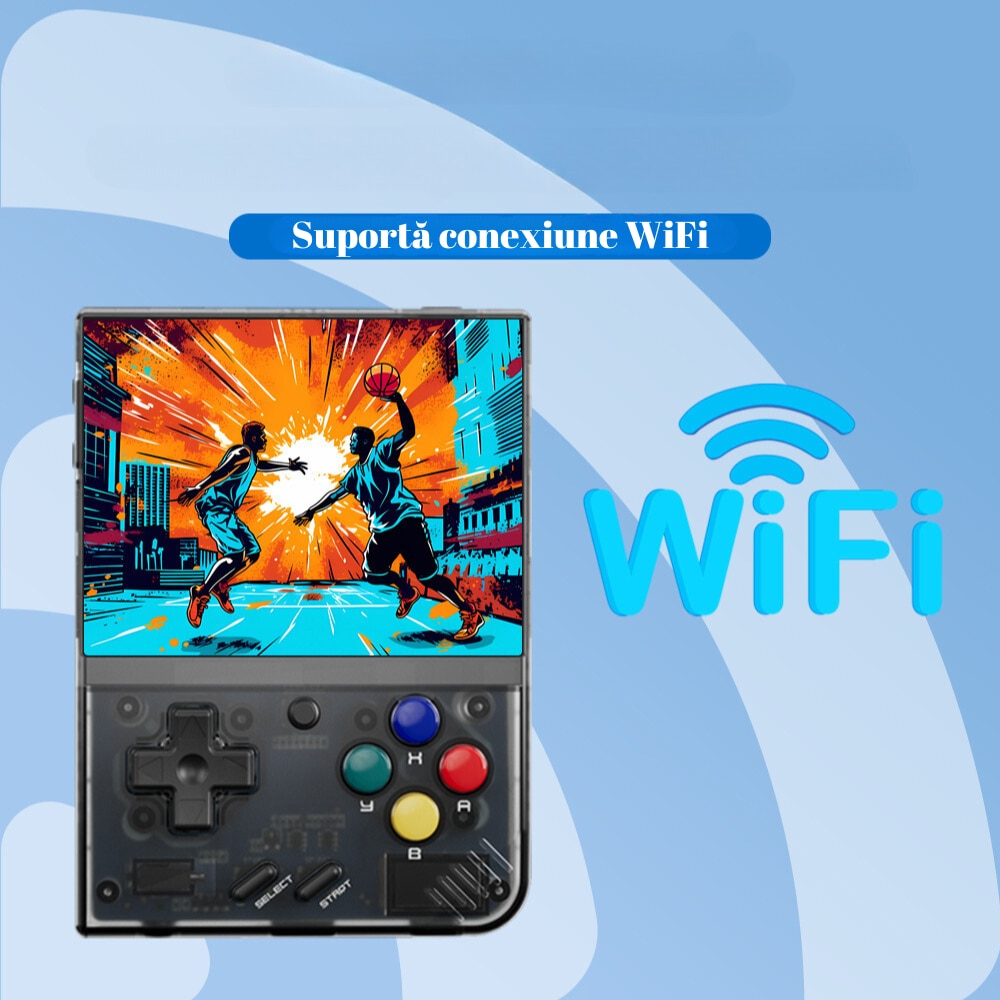 Consola Mini Ultra Portabila Retro Smart 10.000 Jocuri Preinstalate, Afiseaza Imagini, Video, 64 GB, Quad Core 1.5GHz, 1GB LPDDR4, IPS LCD 3.5" 640x480, 2600 mAh