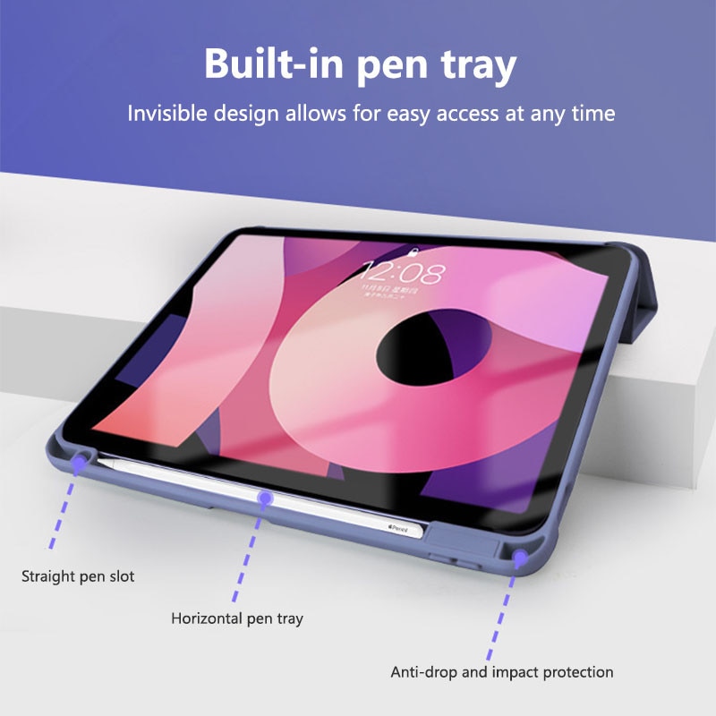 Husa protectie tableta, Zeguer, pentru Apple iPad Air 11" 2024 / 2025 M2, M3, cu suport pentru pix, unctie wake-up/sleep, violet