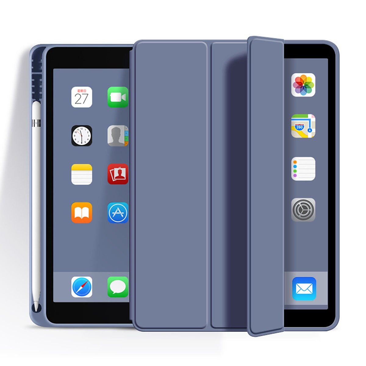 Husa tableta Healife pentru iPad 9/8/7 10.2", Air 3, Pro 10.5", cu slot pentru stilou, suport triplu, mov