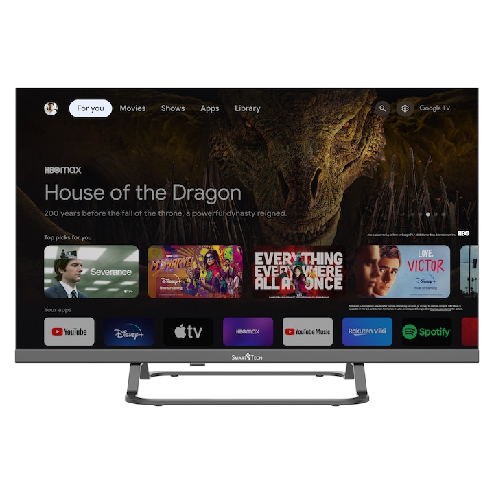 Televizor Smart Tech Google TV 40FG01V, 101 cm, Smart TV, Full HD, Wi-Fi, Bluetooth, Dolby Audio, Negru