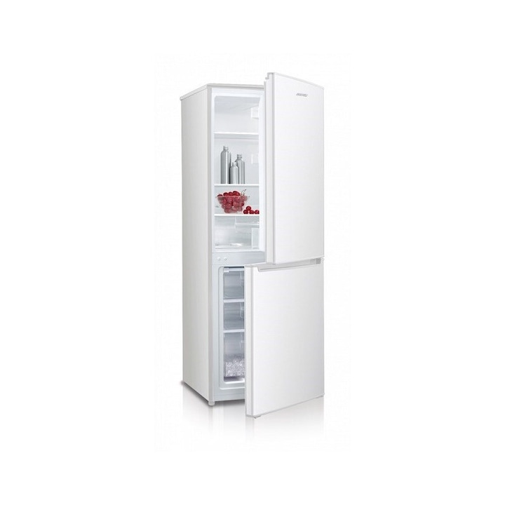 Frigider cu congelator MPM, 215l, alb, 3 rafturi frigider, 3 rafturi congelator