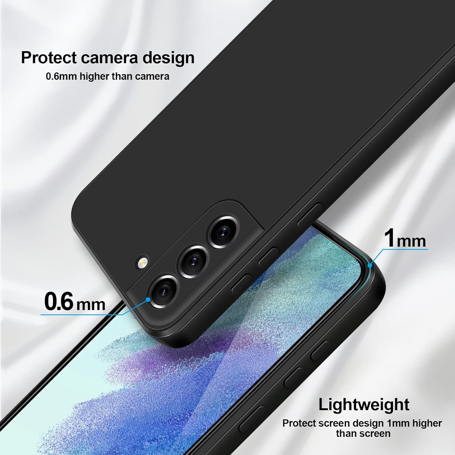 Husa telefon compatibila cu Samsung Galaxy S21 FE, Soft Silicone Premium, Anti-Soc, Protectie camera, Microfibra interior ( catifea ), Margini Ridicate pentru Protectia Ecranului, Negru