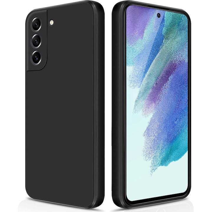 Husa telefon compatibila cu Samsung Galaxy S21 FE, Soft Silicone Premium, Anti-Soc, Protectie camera, Microfibra interior ( catifea ), Margini Ridicate pentru Protectia Ecranului, Negru