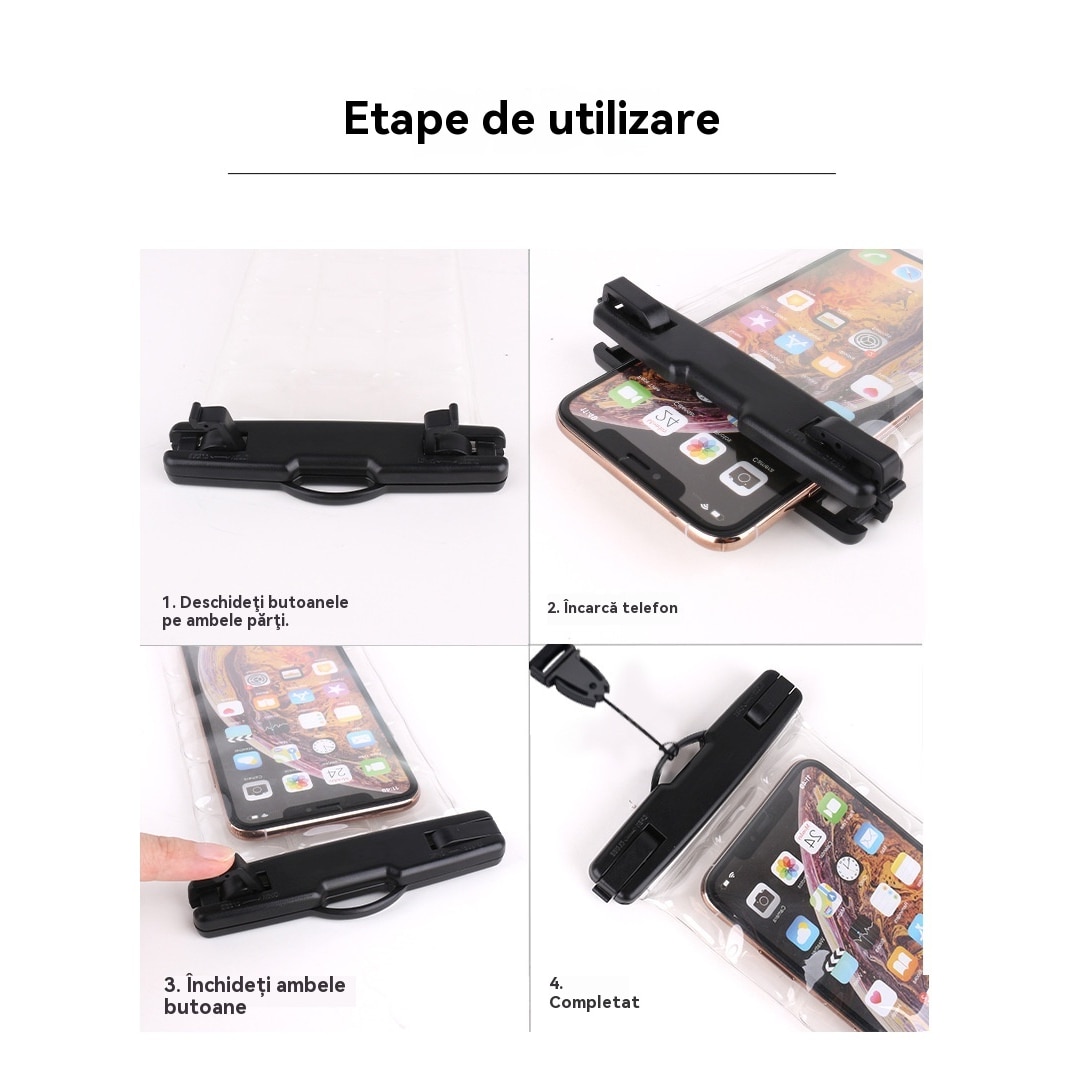 Husa telefon impermeabila, 6.7 inch, utilizare subacvatica, compatibila cu toate dispozitivele, neagra