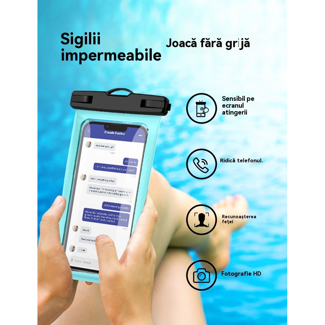 Husa telefon impermeabila, 6.7 inch, utilizare subacvatica, compatibila cu toate dispozitivele, neagra