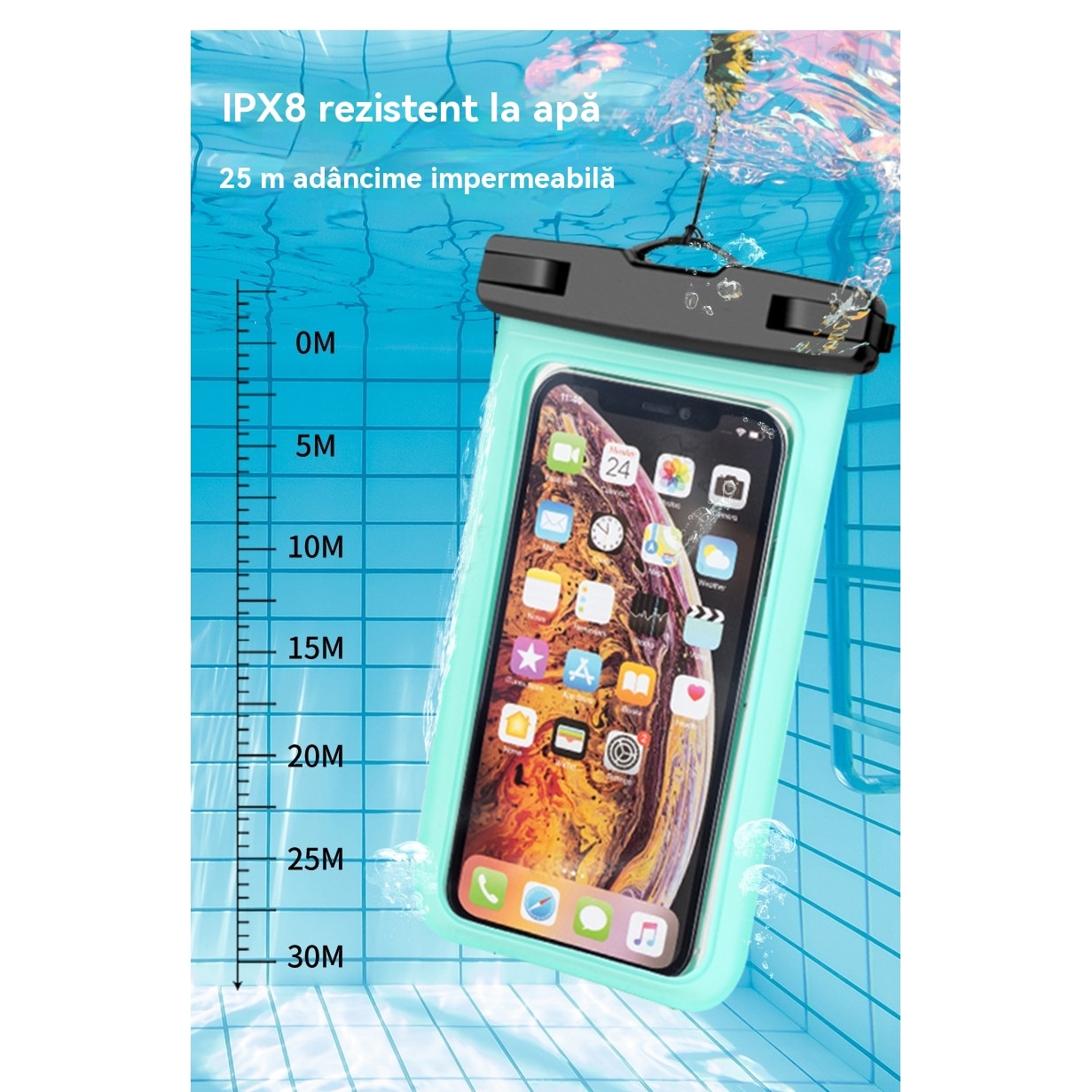 Husa telefon impermeabila, 6.7 inch, utilizare subacvatica, compatibila cu toate dispozitivele, neagra