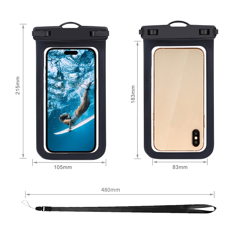 Husa telefon impermeabila, 6.7 inch, utilizare subacvatica, compatibila cu toate dispozitivele, neagra