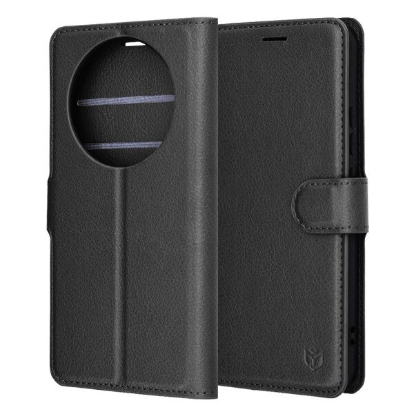 Husa Upzz® Leather Folio Compatibila cu Honor Magic 8 Lite, Magnet, Suport Card - Black