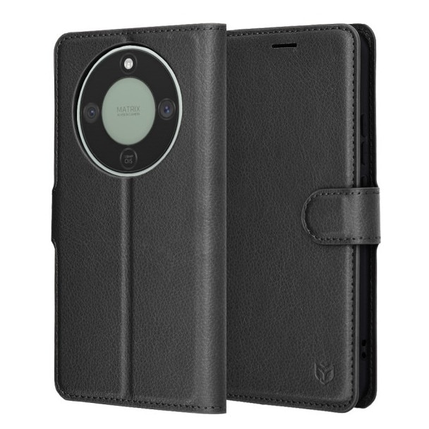 Husa Upzz® Leather Folio Compatibila cu Honor Magic 8 Lite, Magnet, Suport Card - Black