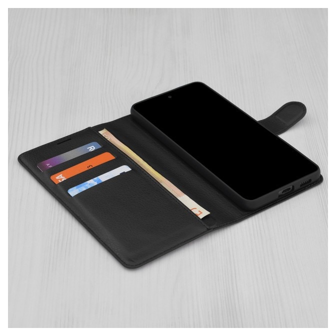 Husa Upzz® Leather Folio Compatibila cu Honor Magic 8 Lite, Magnet, Suport Card - Black