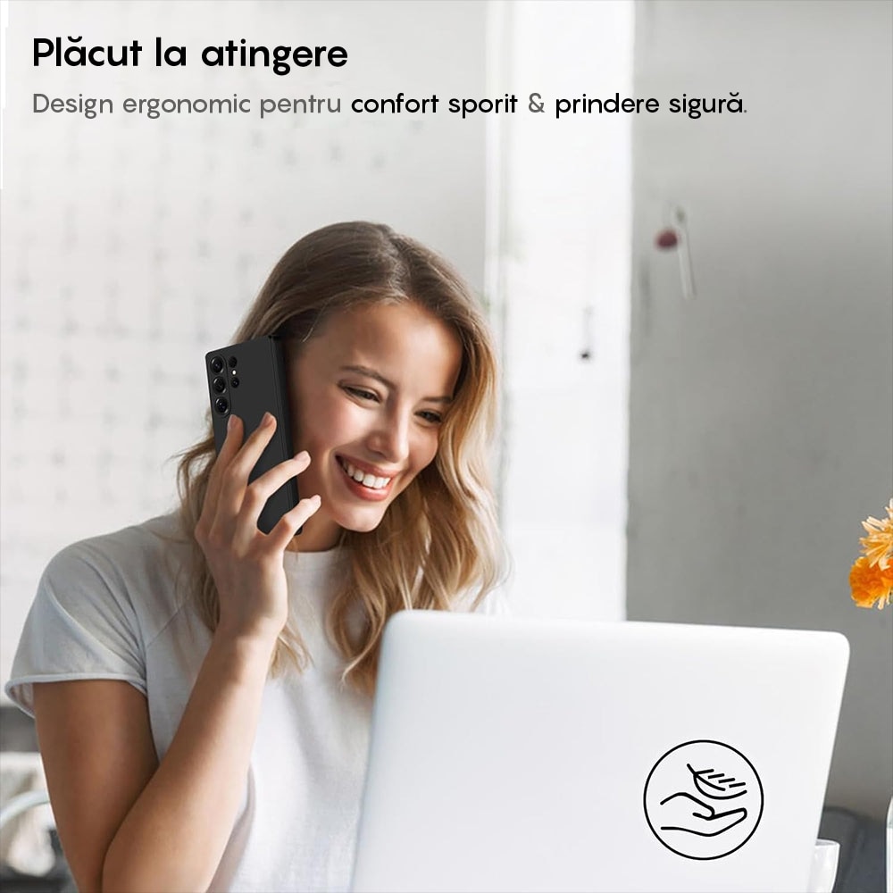 Husa CASEY STUDIOS compatibila cu Samsung Galaxy S25 Ultra, Soft Silicone Premium, Microfibra in Interior, pentru Incarcare Wireless, Margini Ridicate pentru Protectia Ecranului si a Camerelor