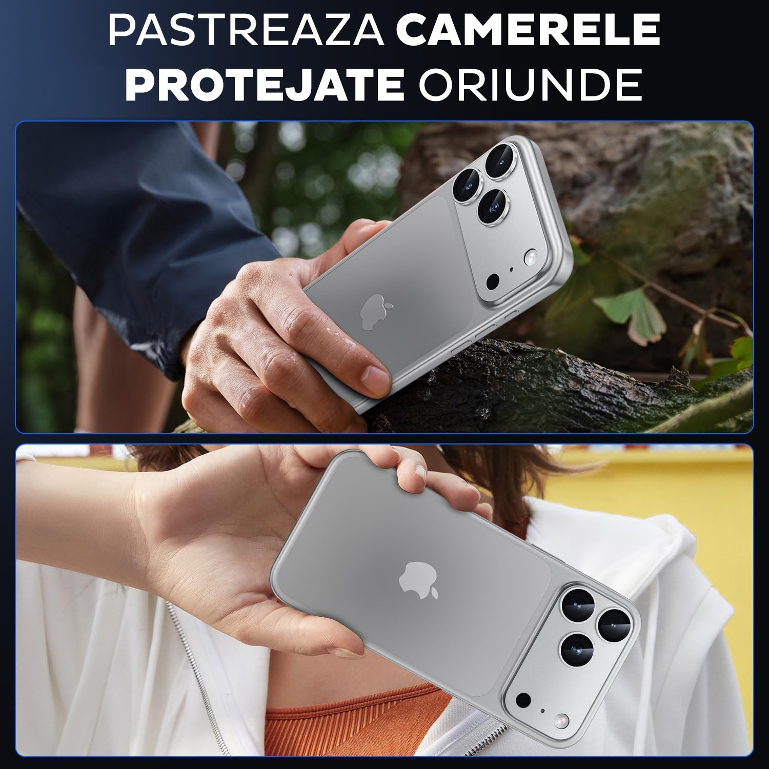 Folie Camera din sticla pentru iPhone 17 Pro Max, Full Cover, Protectie Completa, Daden, Ultra Rezistenta, Calitate Premium, Silver
