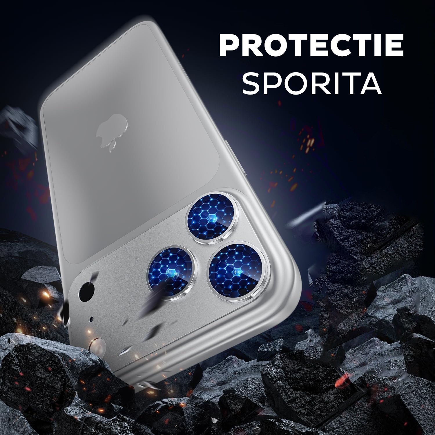 Folie Camera din sticla pentru iPhone 17 Pro Max, Full Cover, Protectie Completa, Daden, Ultra Rezistenta, Calitate Premium, Silver