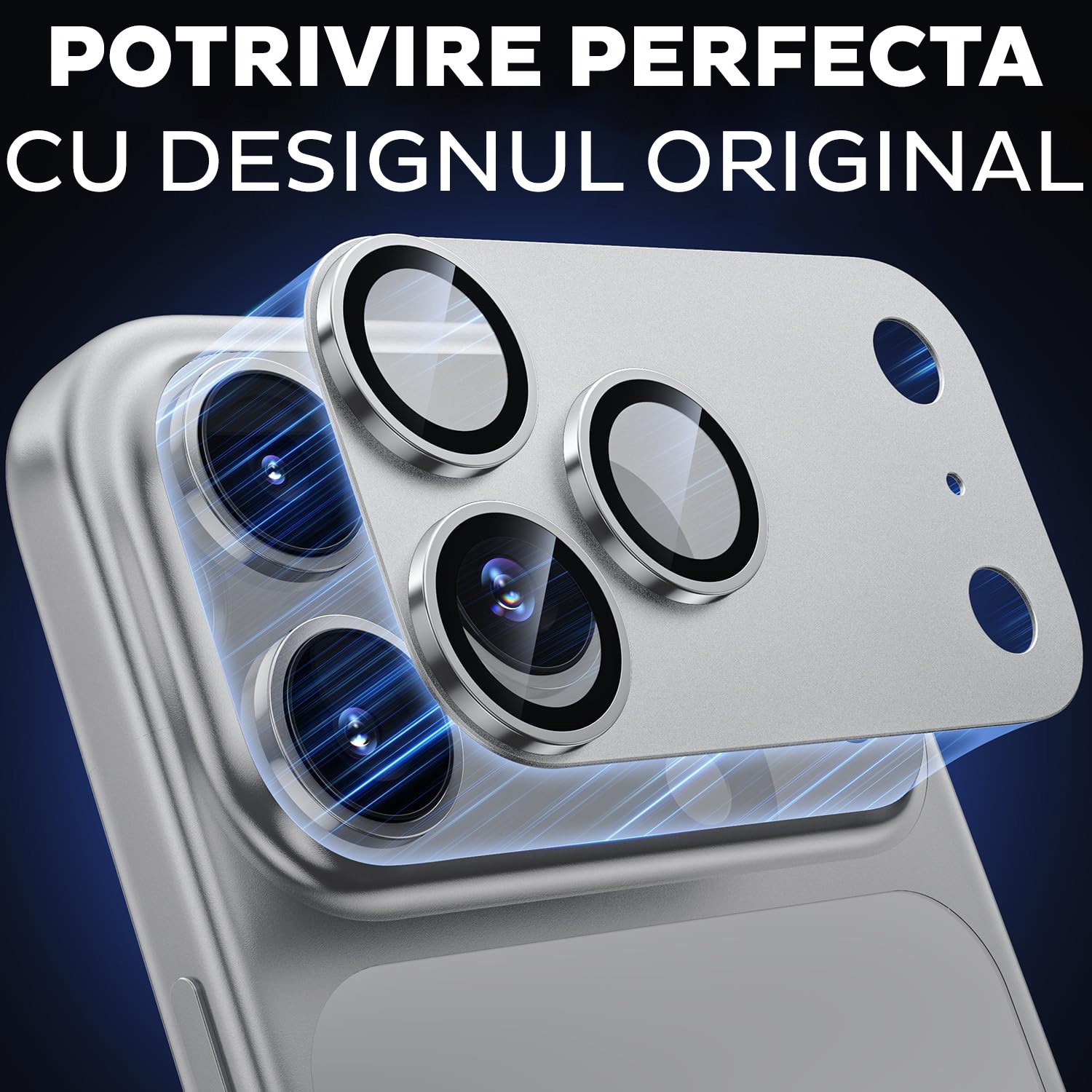 Folie Camera din sticla pentru iPhone 17 Pro Max, Full Cover, Protectie Completa, Daden, Ultra Rezistenta, Calitate Premium, Silver