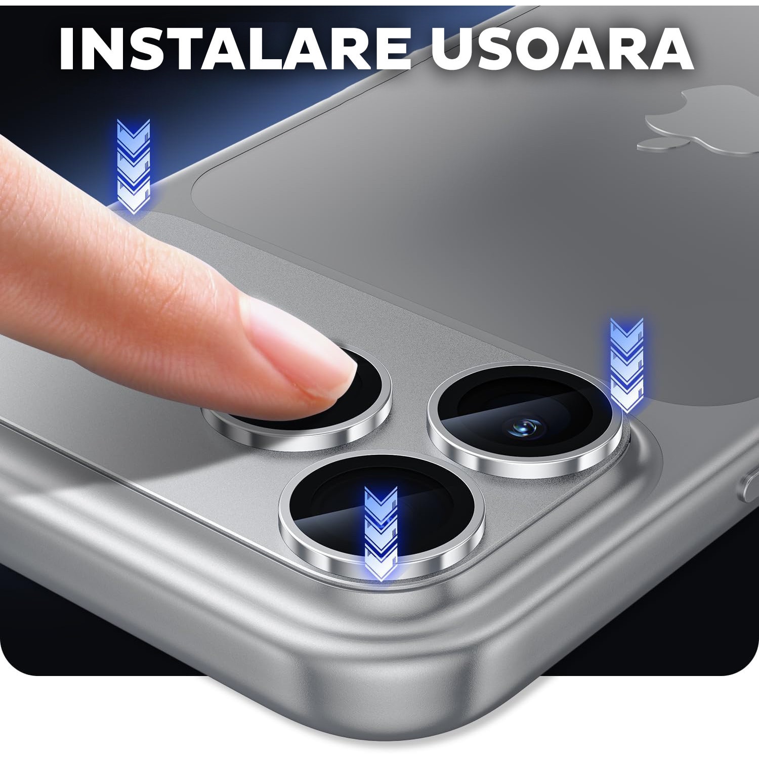 Folie Camera din sticla pentru iPhone 17 Pro Max, Full Cover, Protectie Completa, Daden, Ultra Rezistenta, Calitate Premium, Silver