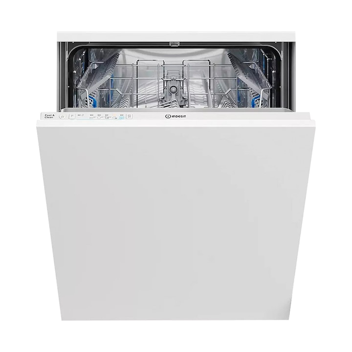 Masina de spalat vase incorporabila Indesit D2I HL326, Push&Go, Fast&Clean, 5 programe, 14 seturi vase, 60 cm, Clasa E