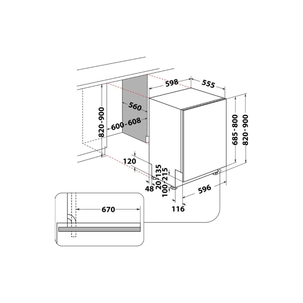 Masina de spalat vase incorporabila Indesit D2I HL326, Push&Go, Fast&Clean, 5 programe, 14 seturi vase, 60 cm, Clasa E