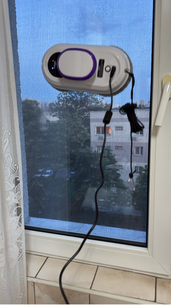 Robot de curățare a geamurilor HOGA W10 avansat, cu frânghie de siguranță, telecomandă și 10 lavete de curățare