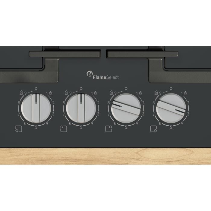 Plita gaz Bosch Series 6, 4 arzatoare, 52x59x4.5cm, neagra