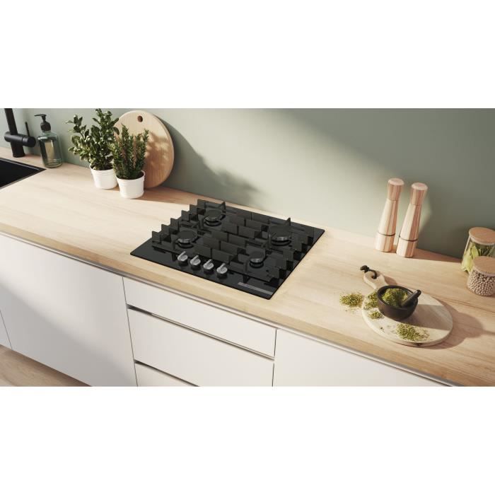 Plita gaz Bosch Series 6, 4 arzatoare, 52x59x4.5cm, neagra
