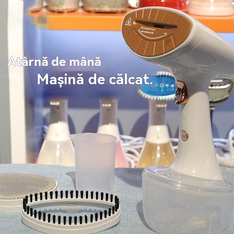 Aparat de calcat vertical portabil cu abur Ironing, Fudisenn，putere 1600W, rezervor 300ml, Functie Anti Calcar si Auto Curatare, 2 niveluri de putere, auto oprire, talpa ceramica, Alb，27×10×8cm