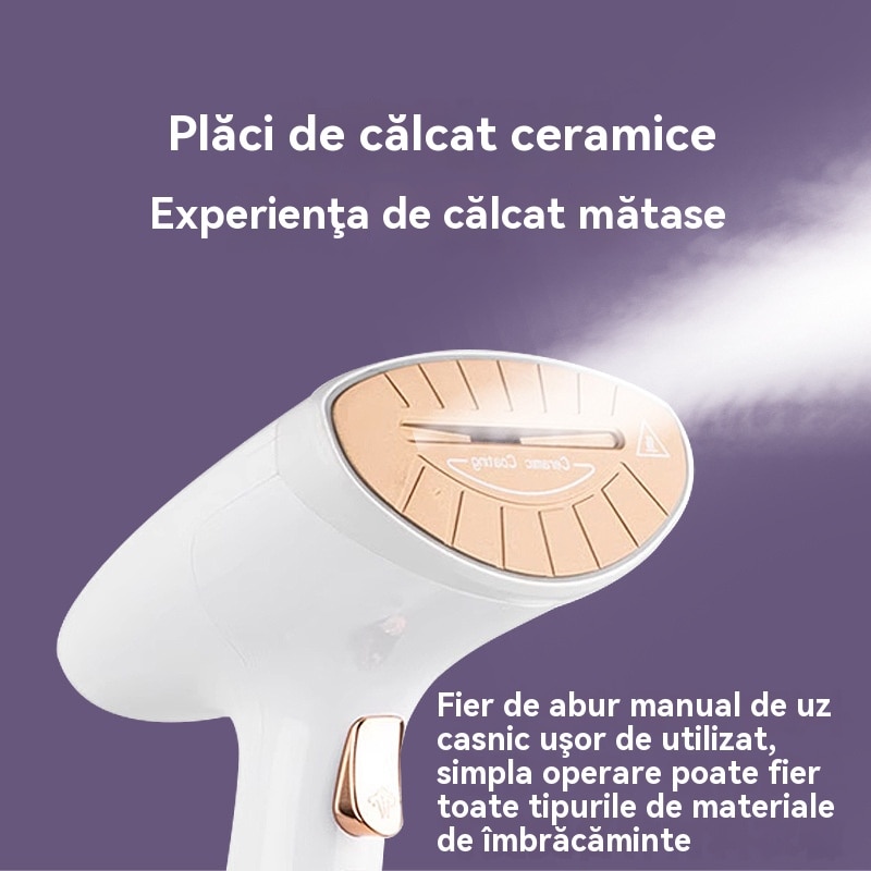 Aparat de calcat vertical portabil cu abur Ironing, Fudisenn，putere 1600W, rezervor 300ml, Functie Anti Calcar si Auto Curatare, 2 niveluri de putere, auto oprire, talpa ceramica, Alb，27×10×8cm