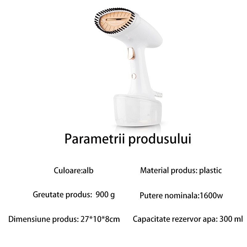 Aparat de calcat vertical portabil cu abur Ironing, Fudisenn，putere 1600W, rezervor 300ml, Functie Anti Calcar si Auto Curatare, 2 niveluri de putere, auto oprire, talpa ceramica, Alb，27×10×8cm