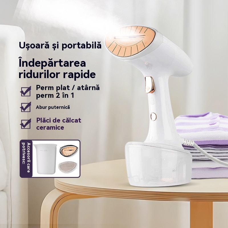 Aparat de calcat vertical portabil cu abur Ironing, Fudisenn，putere 1600W, rezervor 300ml, Functie Anti Calcar si Auto Curatare, 2 niveluri de putere, auto oprire, talpa ceramica, Alb，27×10×8cm