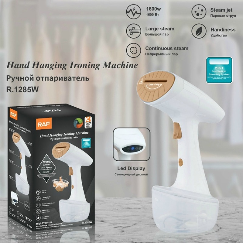 Aparat de calcat vertical portabil cu abur Ironing, Fudisenn，putere 1600W, rezervor 300ml, Functie Anti Calcar si Auto Curatare, 2 niveluri de putere, auto oprire, talpa ceramica, Alb，27×10×8cm