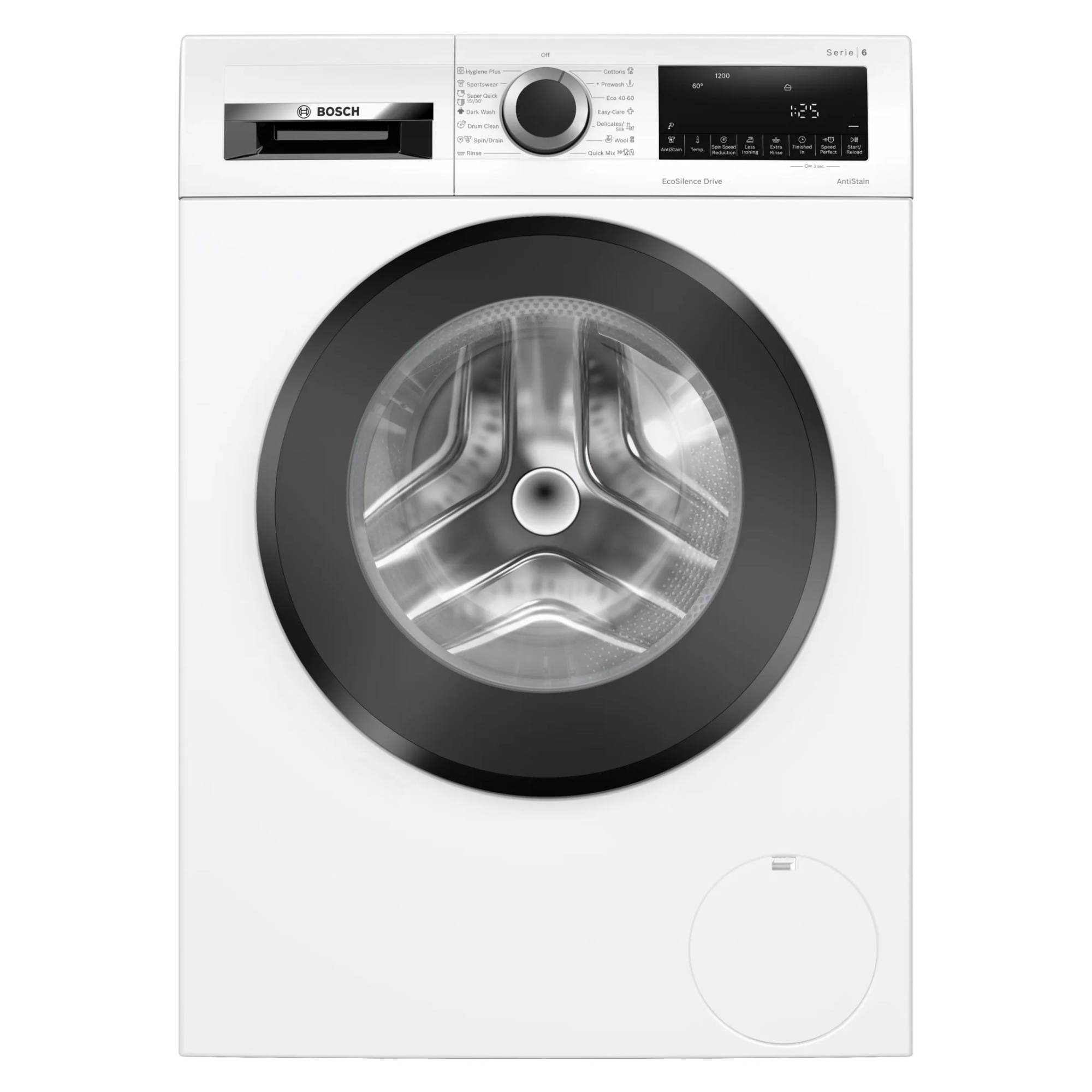 Masina de spalat cu incarcare frontala, Bosch, WGG14204BY, Seria 6, Clasa energetica A, 1200 rpm, Capacitate 9 kg, Afisaj Premium TouchControl, Alb