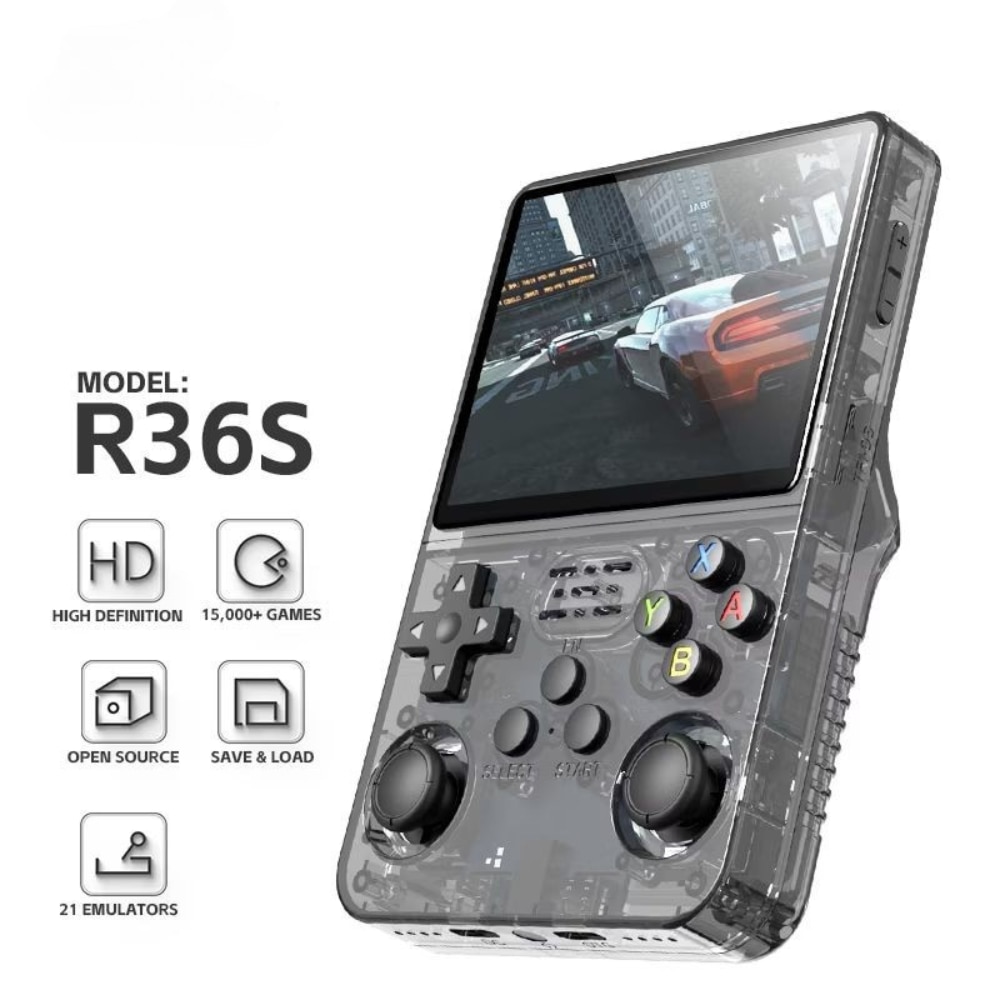 Consola Retro Ultra Portabila Premium, 64GB cu 20.000 de Jocuri Preinstalate, Quad Core Cortex-A53 1.5GHz, 1GB DDR3, IPS LCD 3.5" 640x480, 3500 mAh, Negru