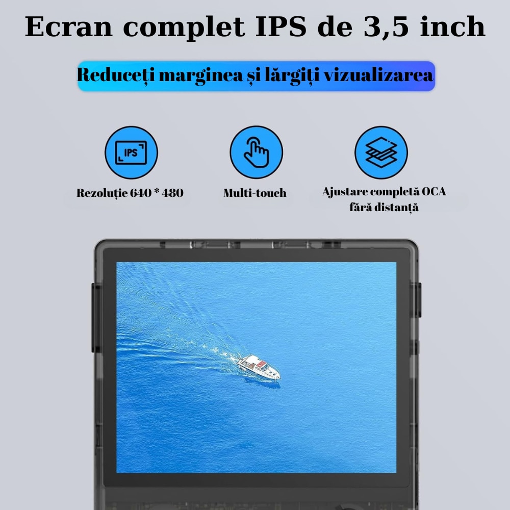 Consola Retro Ultra Portabila Premium, 64GB cu 20.000 de Jocuri Preinstalate, Quad Core Cortex-A53 1.5GHz, 1GB DDR3, IPS LCD 3.5" 640x480, 3500 mAh, Negru