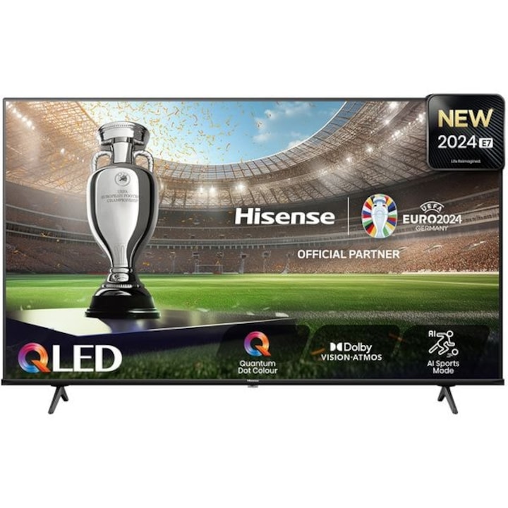 Televizor QLED Smart HISENSE 50E7NQ, Ultra HD 4K, HDR, 126cm, rezolutie 4K, 3840 x 2160 pixeli, Negru