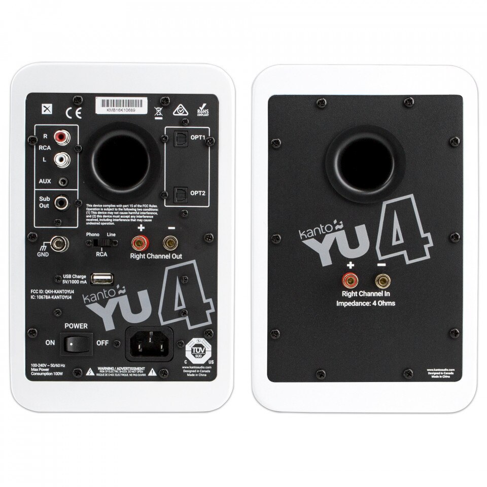 Set 2 Boxe active Kanto YU4 Alb Mat, 70W RMS, Bluetooth aptX, difuzoare Kevlar