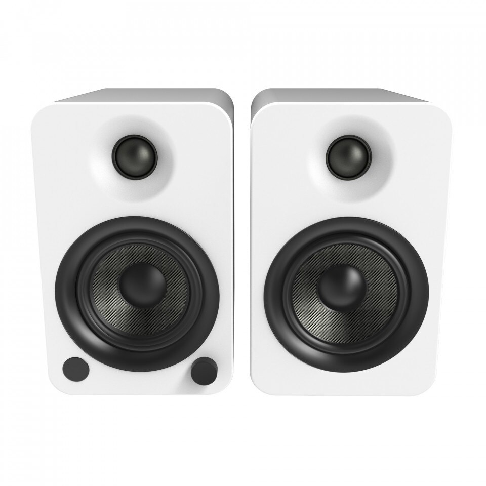 Set 2 Boxe active Kanto YU4 Alb Mat, 70W RMS, Bluetooth aptX, difuzoare Kevlar