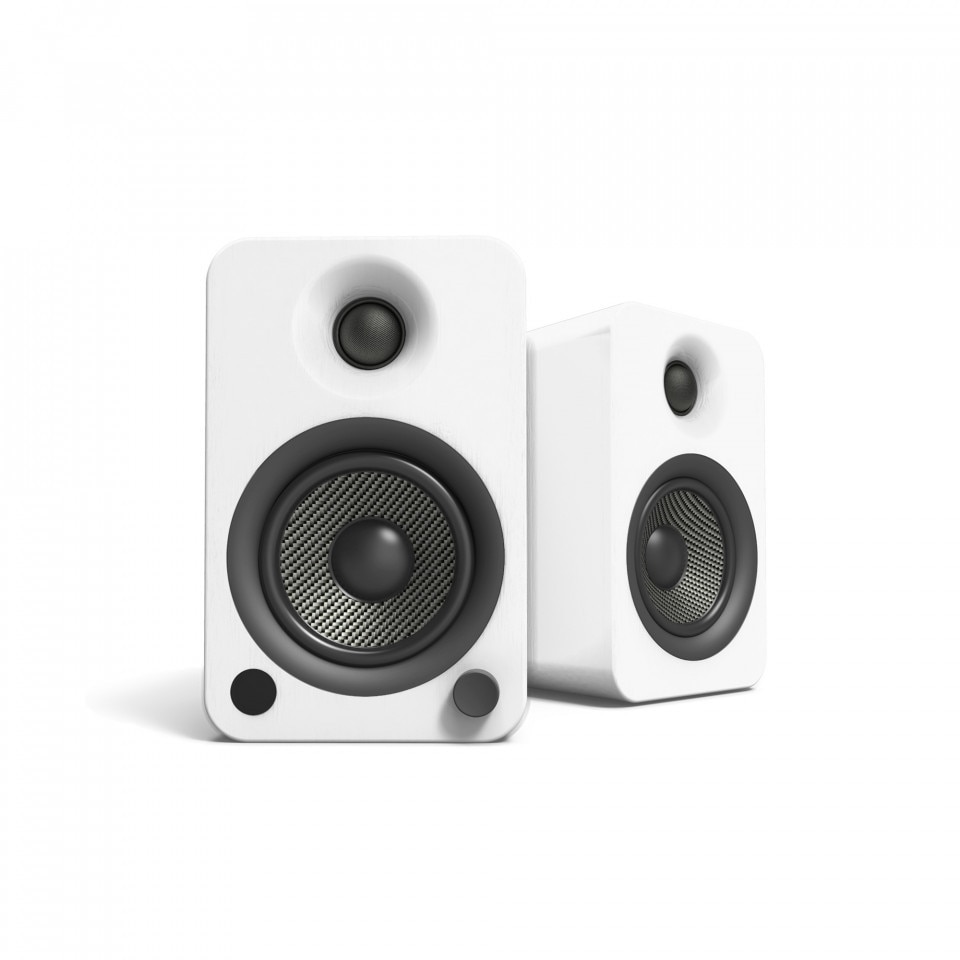 Set 2 Boxe active Kanto YU4 Alb Mat, 70W RMS, Bluetooth aptX, difuzoare Kevlar