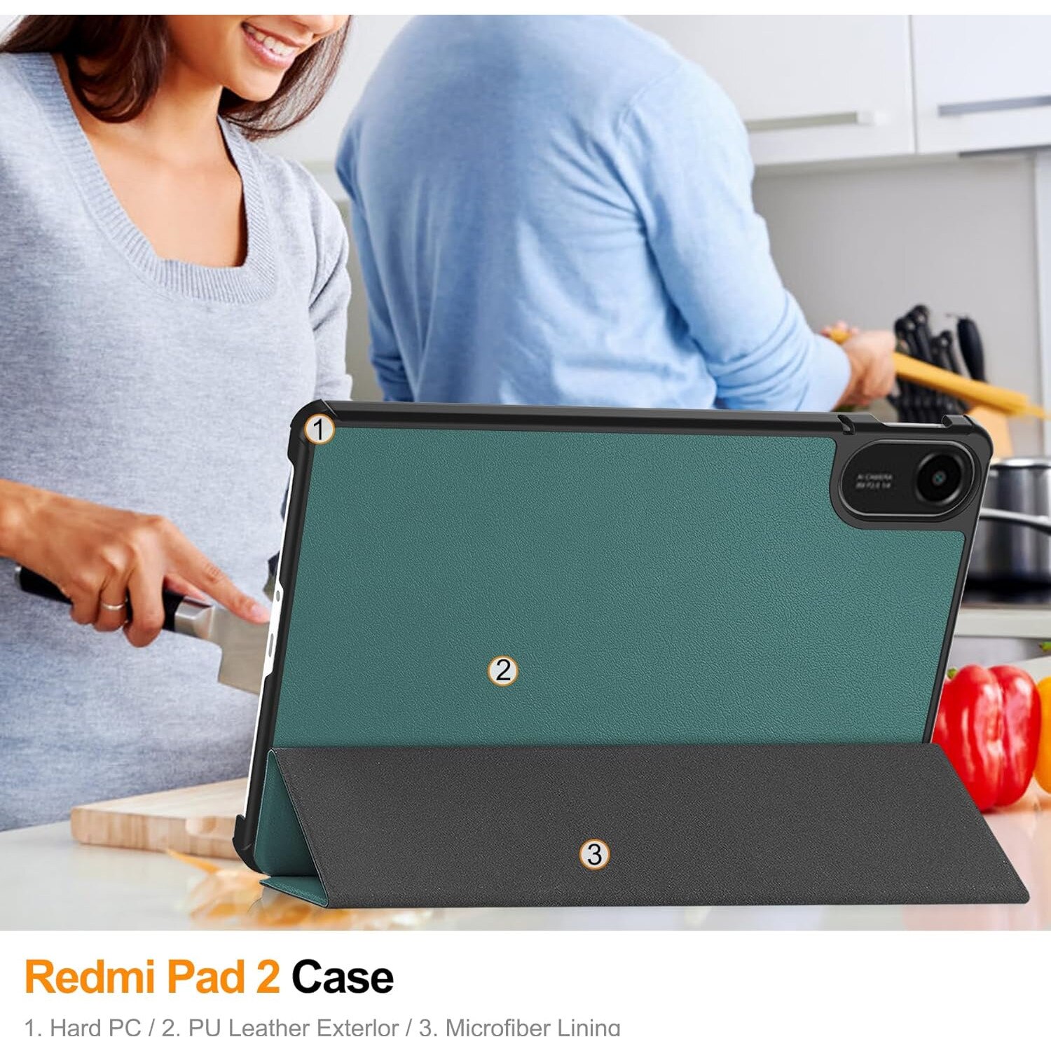 Husa Sigloo pentru tableta Xiaomi Redmi Pad 2 – Slim, Tri-Fold Magnetic, Piele Ecologica, Antisoc, Stand Reglabil, – Verde