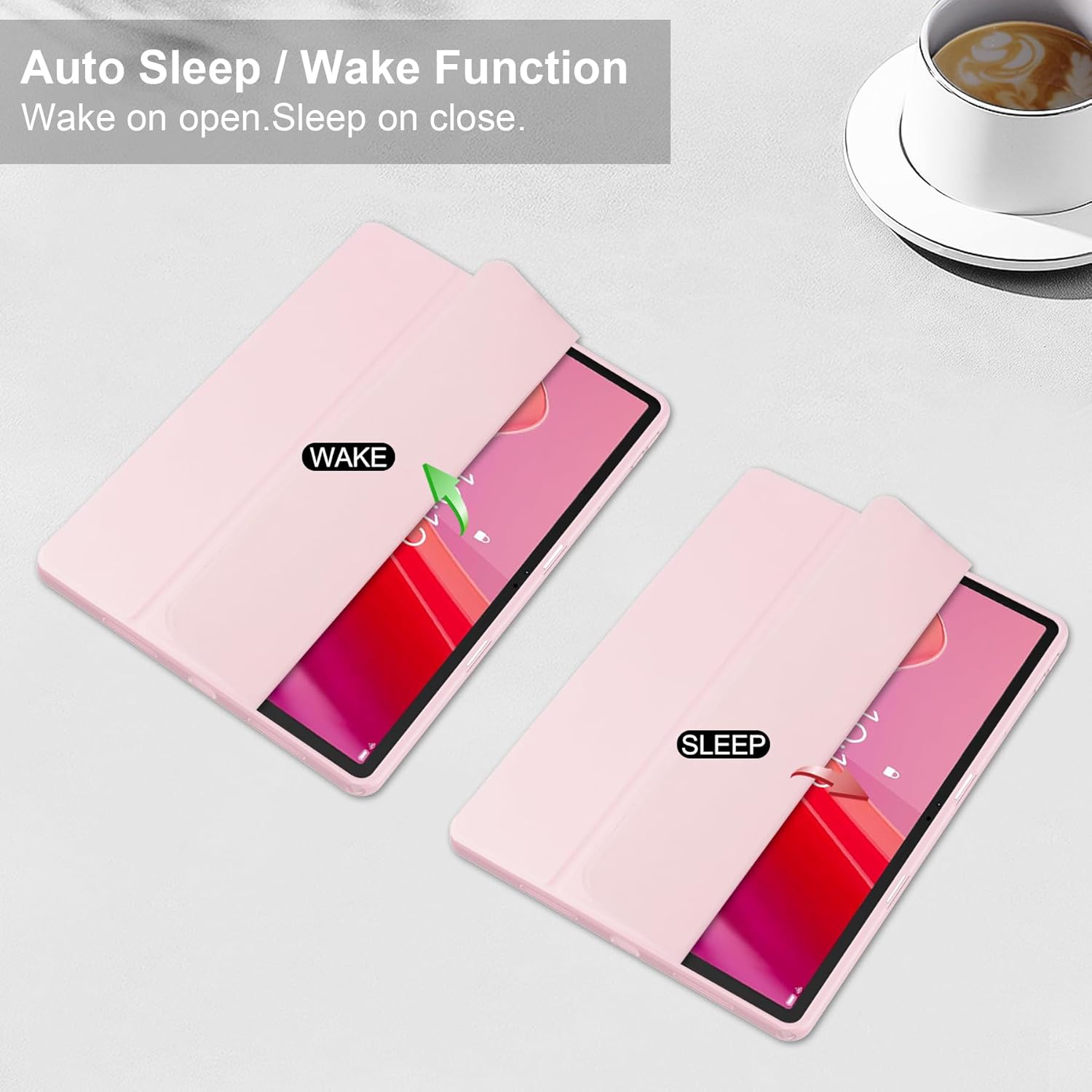 Husa premium pentru Lenovo Tab P12 (TB370FU)/Lenovo Idea Tab Pro(TB-373FU), 12.7'', Sigloo, suport Smart Pen, spatele din policarbonat transparent, rezistent la socuri, Pink