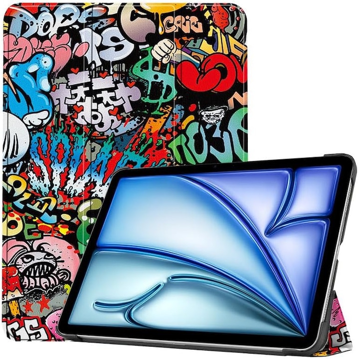 Husa pentru Apple iPad Air 13 2025 / 2024 M3, M2 cu functie wake-up/sleep tip stand graffiti