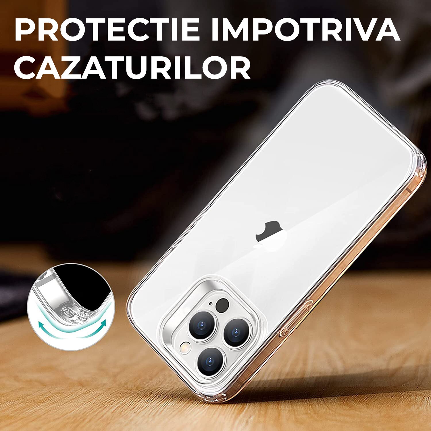 Husa Daden® Transparent Clear pentru iPhone 14 Pro Max, Anti ingalbenire, Antisoc, Transparenta