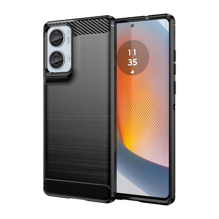 Husa telefon, pentru Motorola Edge 50 Fusion De inalta calitate subtire si usoara periata confortabila TPU Soft Feel, Carbon Fiber Negru