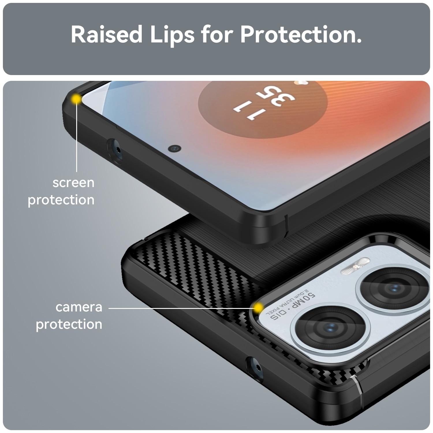 Husa telefon, pentru Motorola Edge 50 Fusion De inalta calitate subtire si usoara periata confortabila TPU Soft Feel, Carbon Fiber Negru